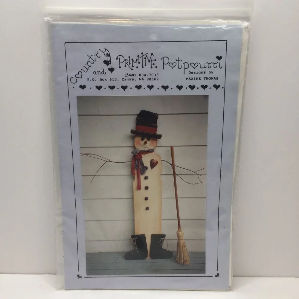 Vintage Country And Primitive Potpourri Mr. Freeze Snowman Wood Project Craft